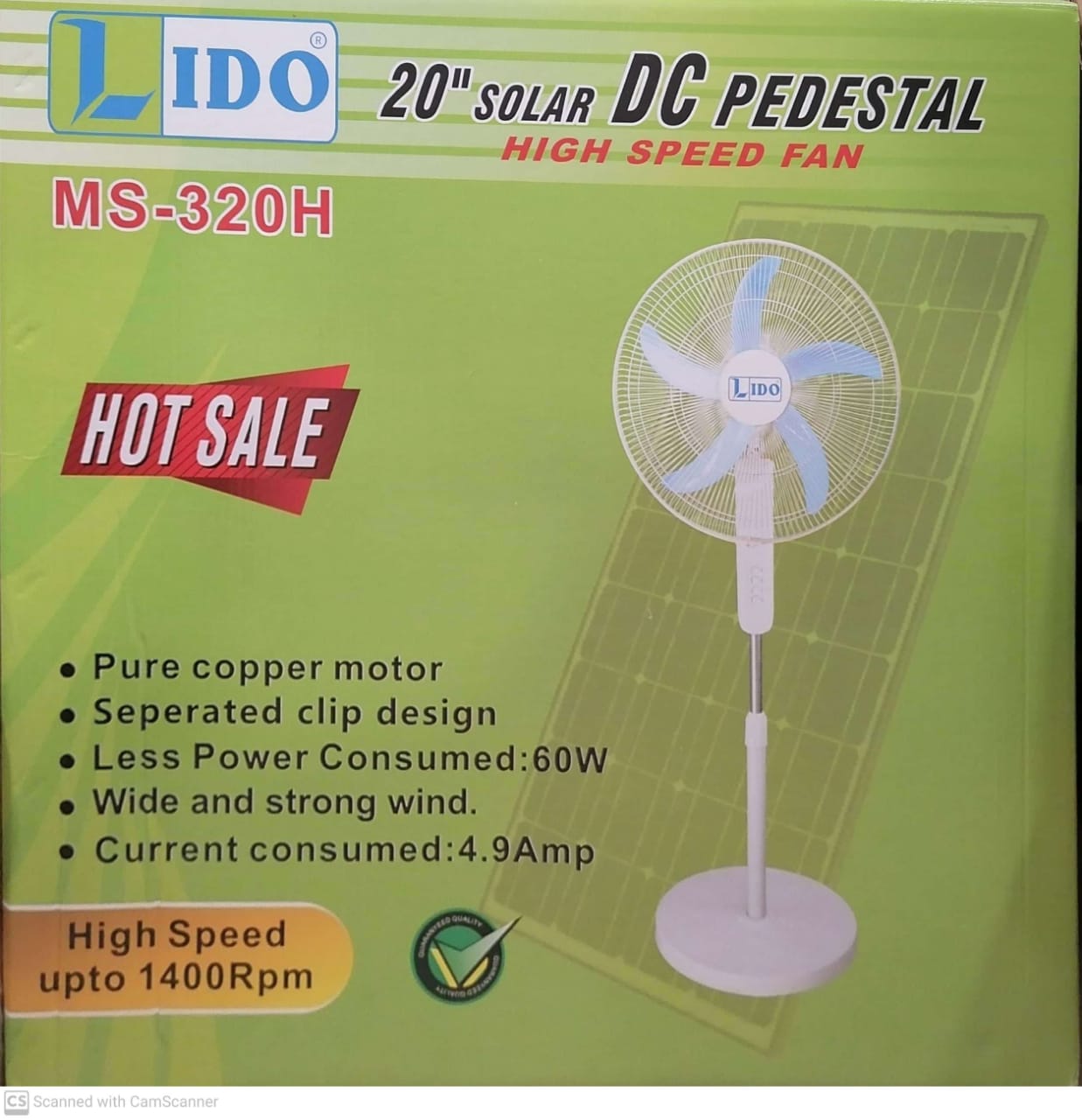 Lido Solor DC Pedestal Fan MS320H price in Pakistan at Symbios.PK